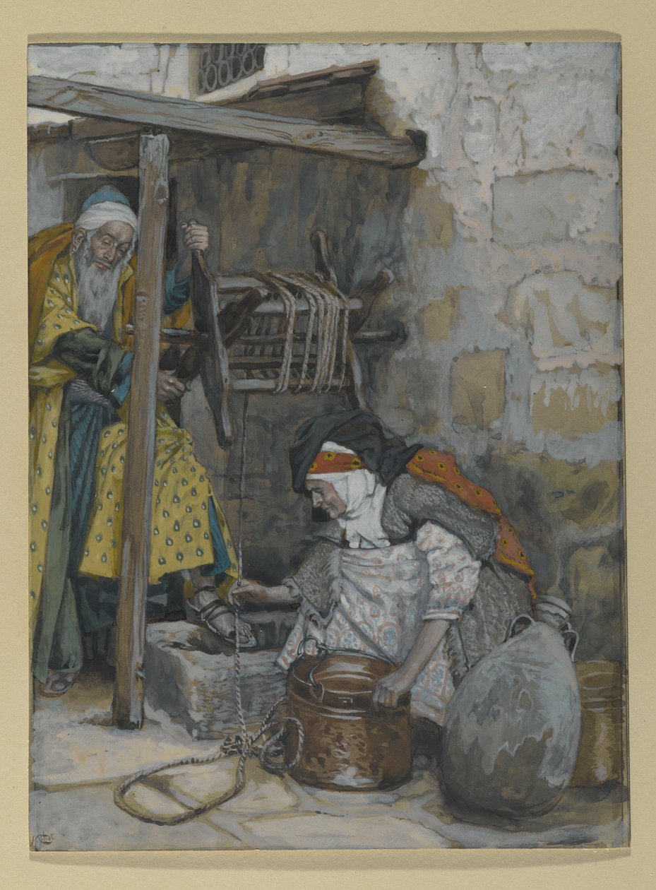 ज़ाचरिआस और एलिजाबेथ, द लाइफ ऑफ़ क्राइस्ट का चित्रण, c.1886-94 (कागज़ पर wc और gache द्वारा जेम्स जैक्स जोसेफ टिसोट