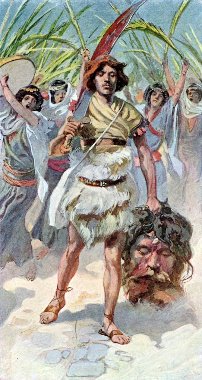 डेविड गोलियत के प्रमुख को यरूशलेम ले जाता है - बाइबिल द्वारा टिसोट के बाद जेम्स जैक्स जोसेफ