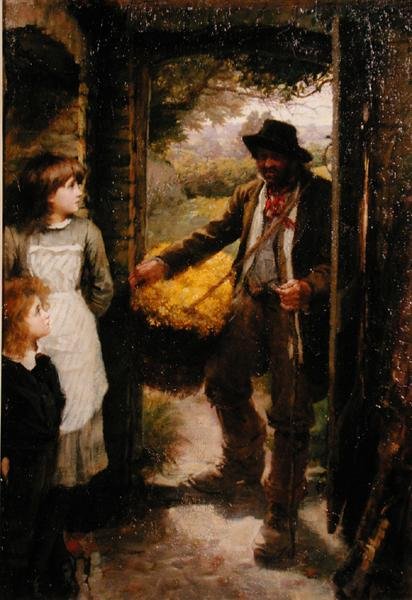 Cowslip Gatherer (कैनवास पर तेल) द्वारा जेम्स जेबुसा शैनन