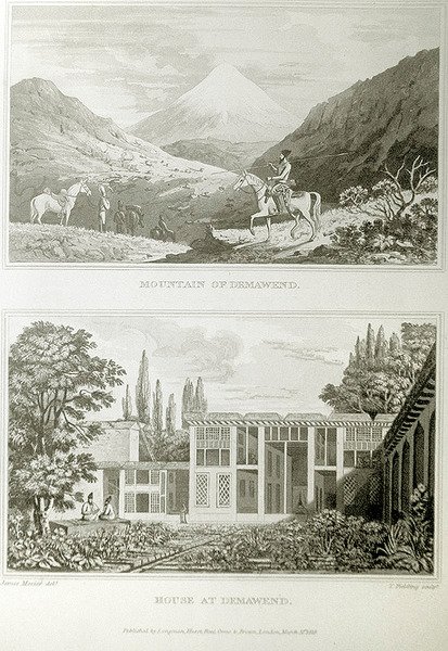 डेमवेंड, 1818 में पहाड़ और घर द्वारा जेम्स जस्टिनियन मोरियर