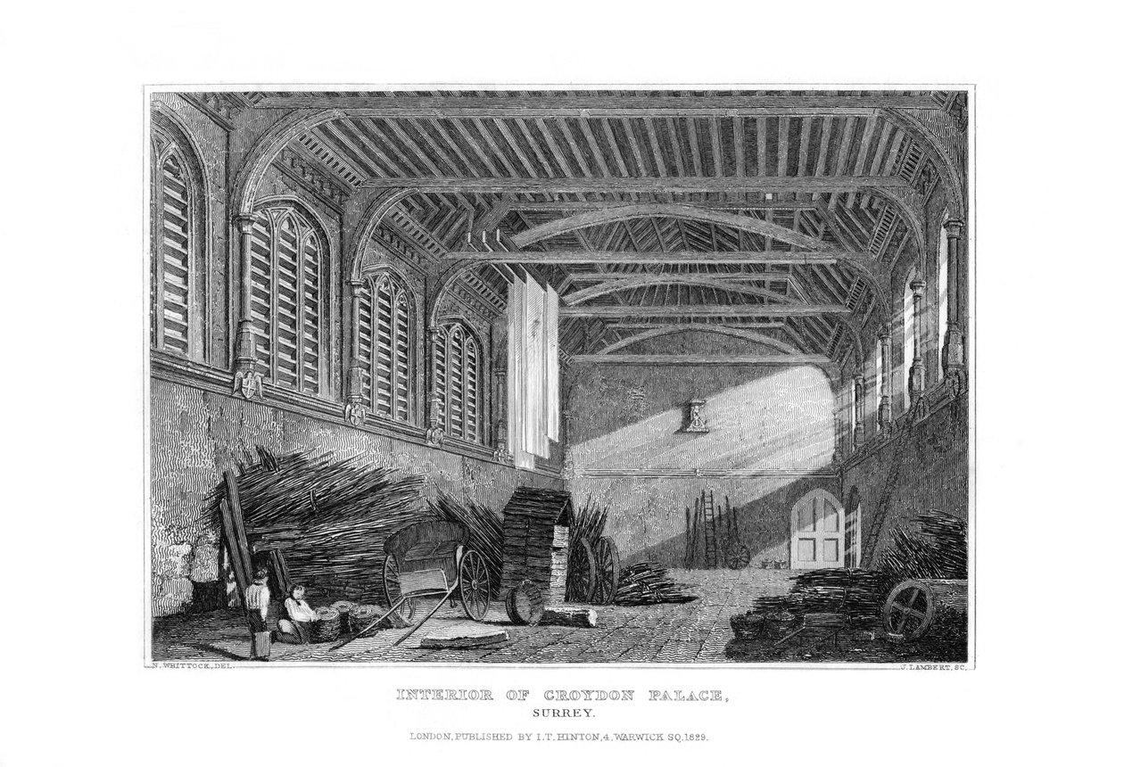 क्रॉयडन पैलेस का इंटीरियर, सरे, 1829। द्वारा जेम्स लैंबर्ट