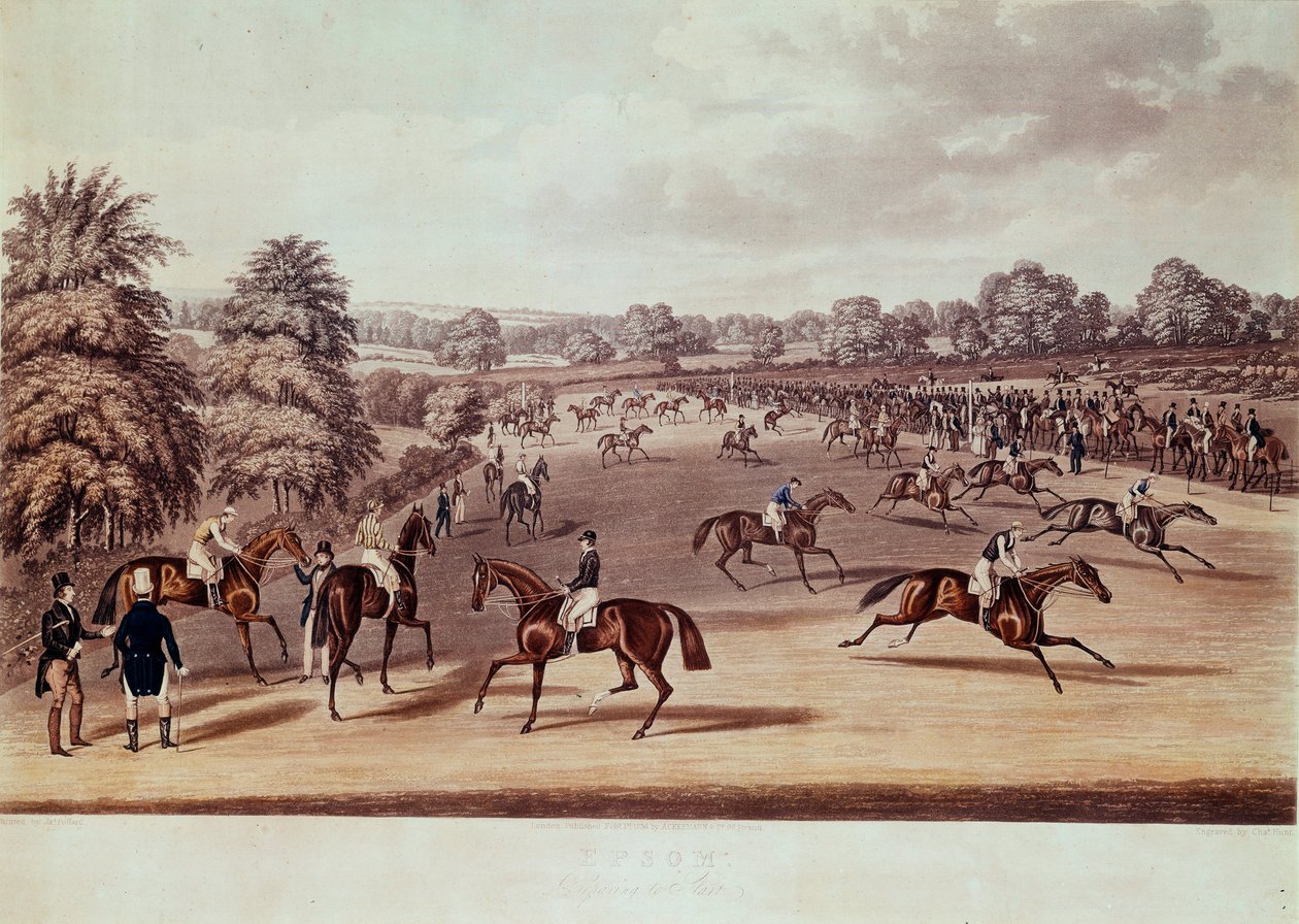 प्रस्थान से पहले एप्सम में घुड़दौड़ जेम्स पोलार्ड (1792-1867) द्वारा चित्रण 19वीं सदी का निजी संग्रह द्वारा जेम्स पोलार्ड