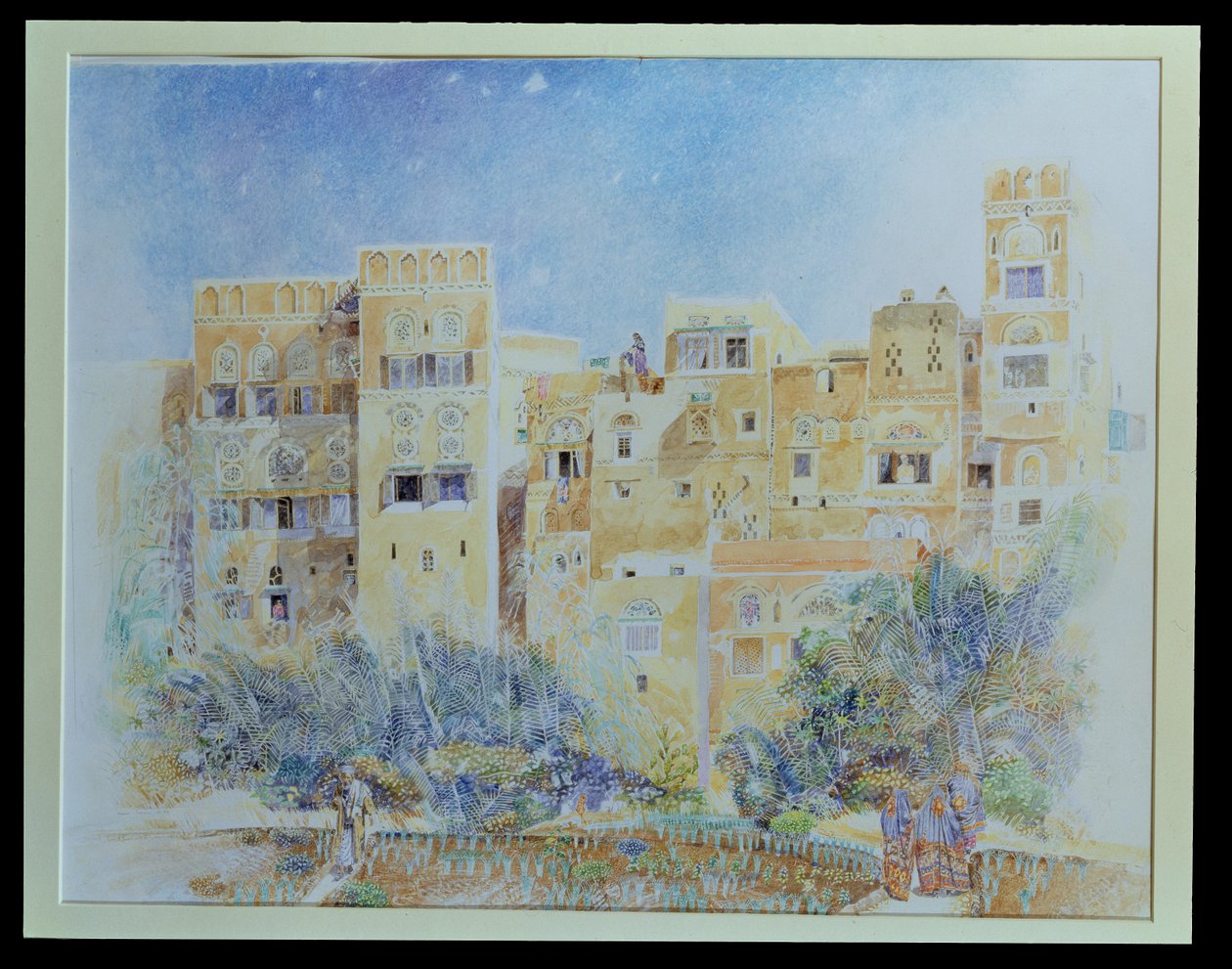 किचन गार्डन, साना, उत्तरी यमन, 1975 (कागज पर wc) द्वारा जेम्स रीव
