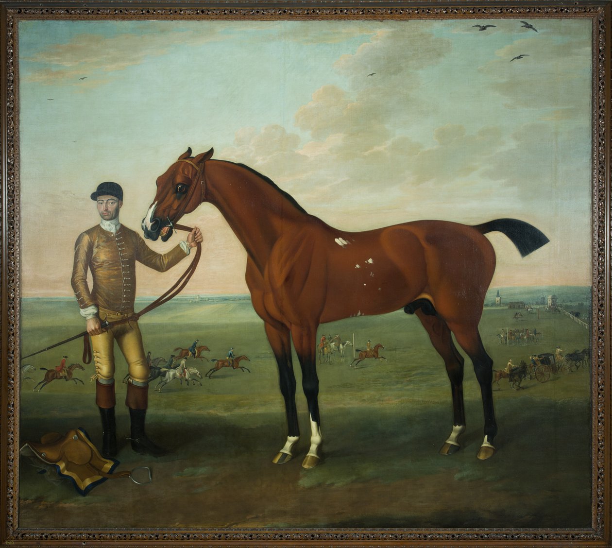 न्यूमार्केट हीथ पर दूल्हे के साथ फ्लाइंग चाइल्डर्स, c.1722-25 (कैनवास पर तेल) द्वारा जेम्स सीमोर