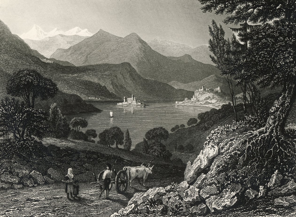लेक ओर्टा, जेम्स टिबिट्स विलमोर (1800-1863) द्वारा उत्कीर्ण, विलियम ब्रोकेडॉन (1787-1854) द्वारा ड्राइंग से। द्वारा जेम्स टिबबिट्स विलमोर