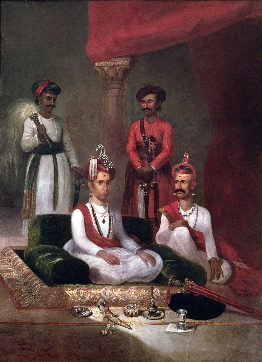 मधु राव नारायण, नाना फड़नवीस और परिचारकों के साथ मराठा पेशवा, पूना, 1792 द्वारा जेम्स वेल्स