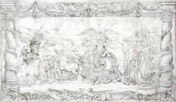 'द वाटरलू एलेगरी' के लिए डिज़ाइन, c.1815-22 (कागज पर कलम और काली स्याही) द्वारा जेम्स वार्ड