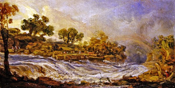 क्लाइड के जलप्रपात के ऊपर रैपिड्स, लनार्कशायर (पैनल पर तेल) द्वारा जेम्स वार्ड