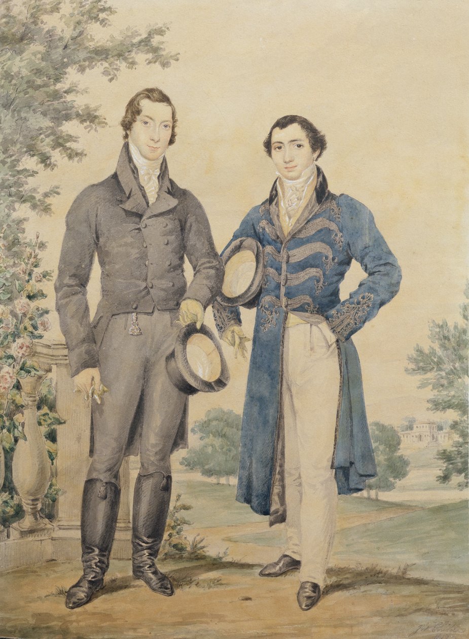 दो सज्जनों की पोर्ट्रेट, 1817 (पेंसिल और wc, सफेद के साथ ऊँची) द्वारा जेम्स वारेन चाइल्ड