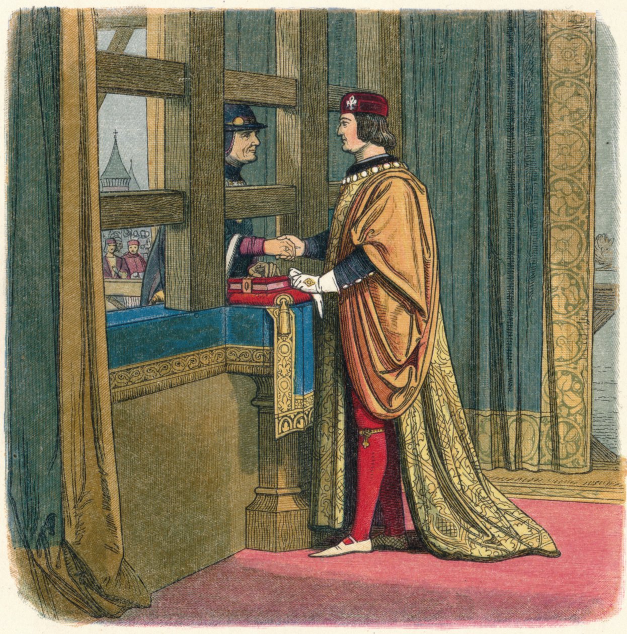 1475 1864 Pecquigny में एडवर्ड IV और लुई XI की बैठक द्वारा जेम्स विलियम एडमंड डॉयल
