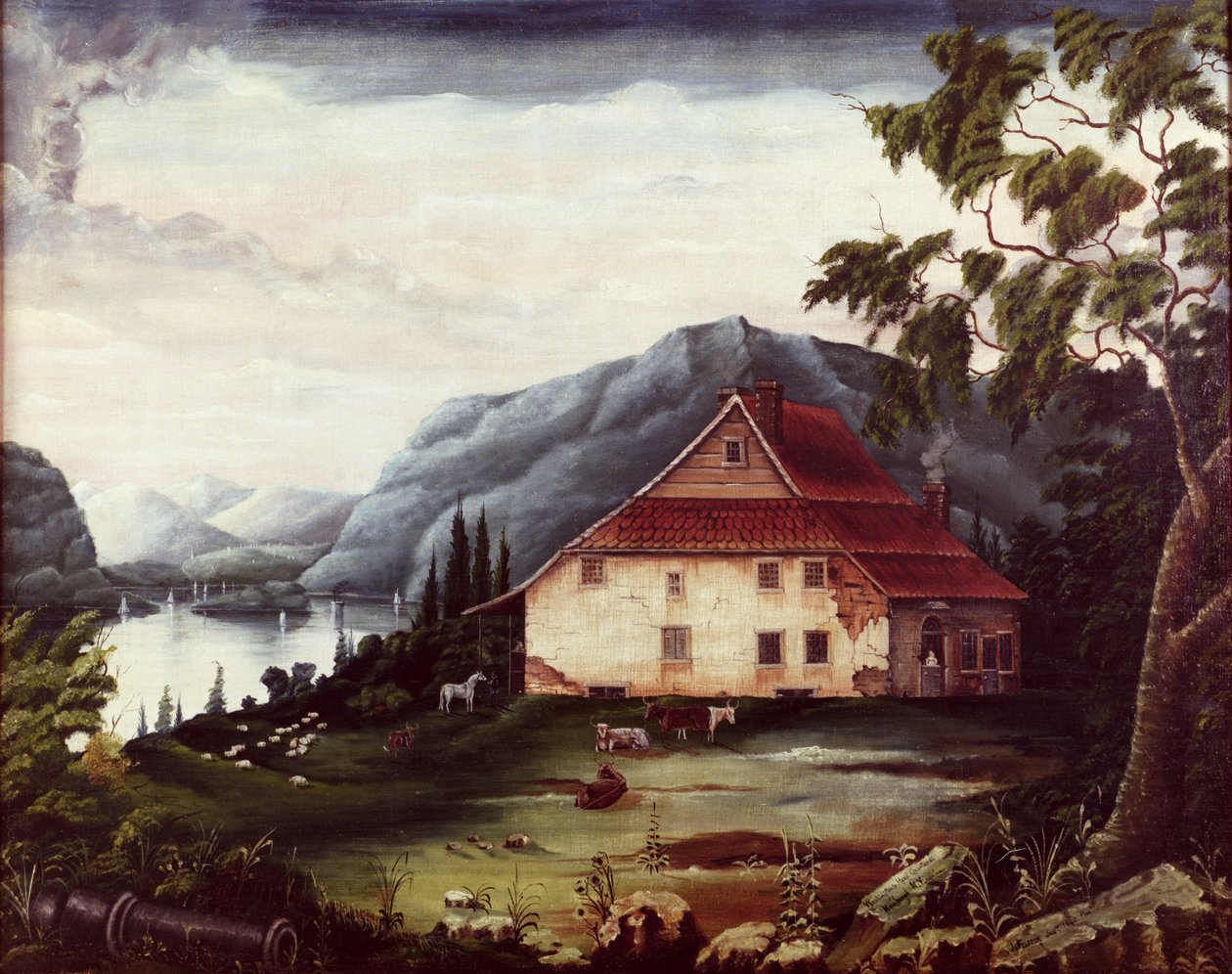 C.1775 में हडसन पर वॉशिंगटन का मुख्यालय द्वारा जेम्स विलियम फॉस्किक
