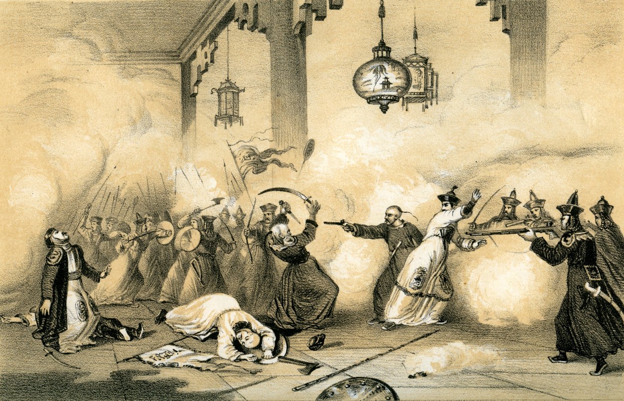 चीन का वर्तमान सम्राट जब एक युवा, अपने पिता की जान बचा रहा था ..., c1796-1804, 1847। द्वारा जेम्स विलियम जाइल्स