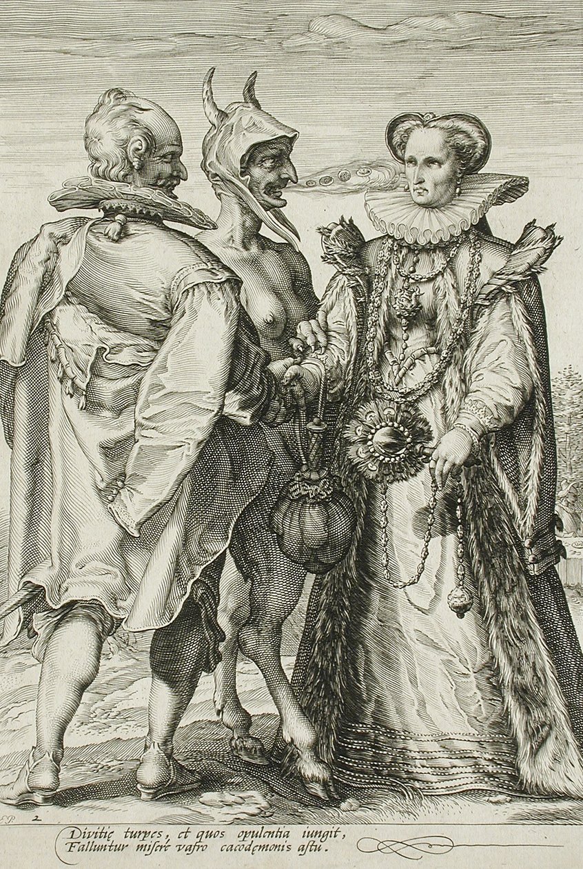 पैसे के लिए विवाह, द मैरिज ट्रिलॉजी की प्लेट 2, c.1594 द्वारा जन सैनेद्रम