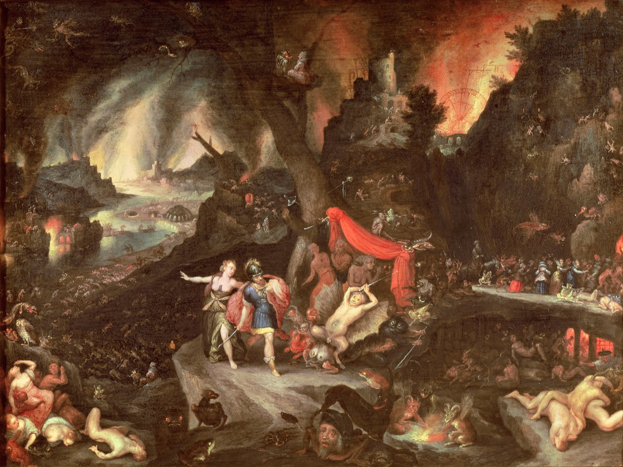 अंडरवर्ल्ड में Aeneas, c.1630 (तांबे पर तेल) द्वारा जन एल्डर ब्रूघेल