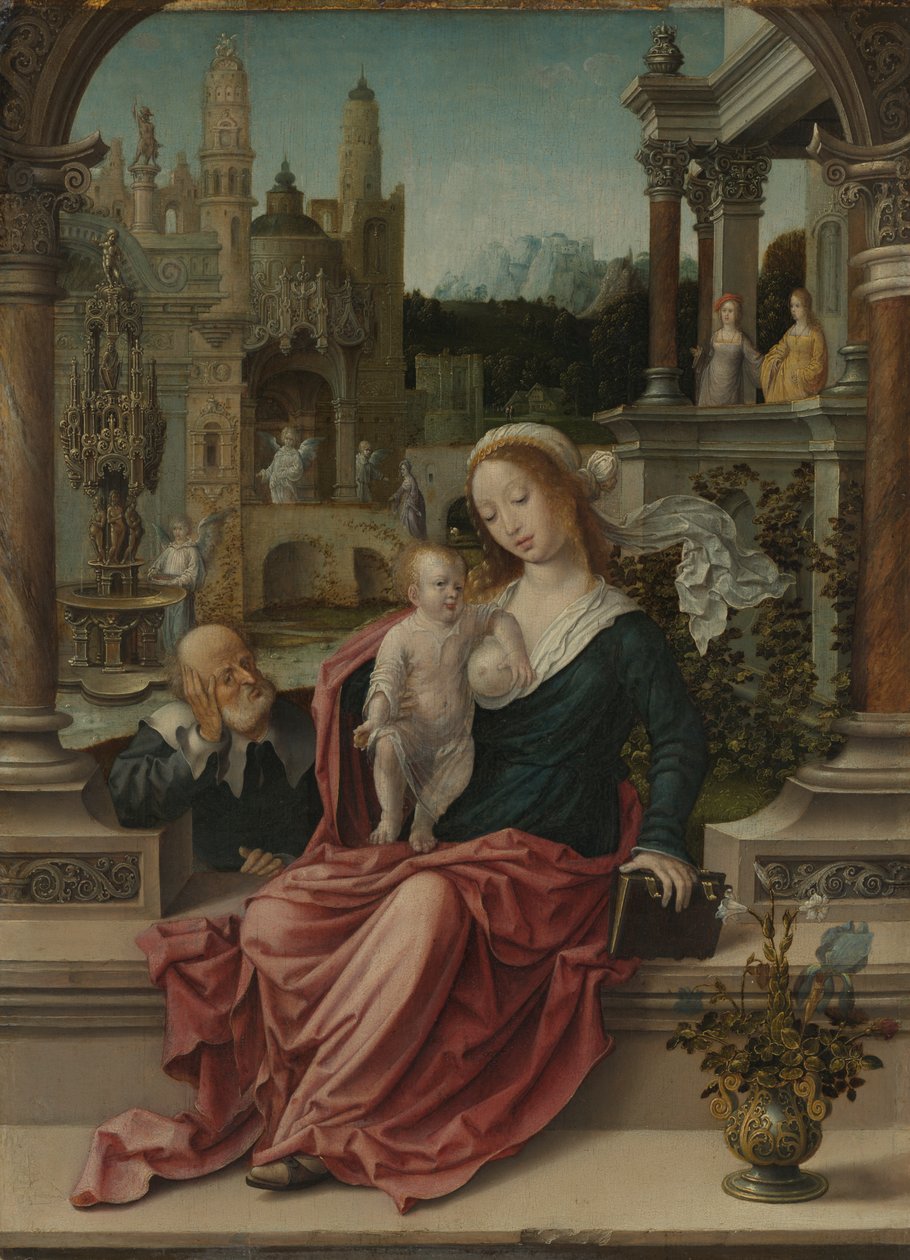 द होली फैमिली, c.1507-8 (पैनल पर तेल) द्वारा Jan (c.1472-c.1533) Gossaert