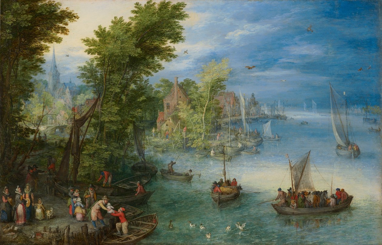 रिवर लैंडस्केप, 1607। द्वारा जान ब्रूघेल द एल्डर