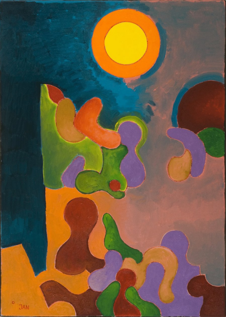 गोधूलि में कहानियां सुनाती दादी, 2009 (कैनवास पर तेल) द्वारा जान ग्रोनबर्ग