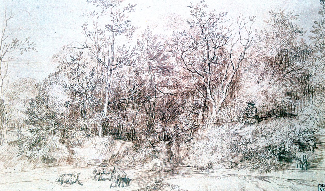 लैंडस्केप विथ पर्सन प्लेयिंग फ्लूट, c1627-1674 द्वारा जन लीवेंस
