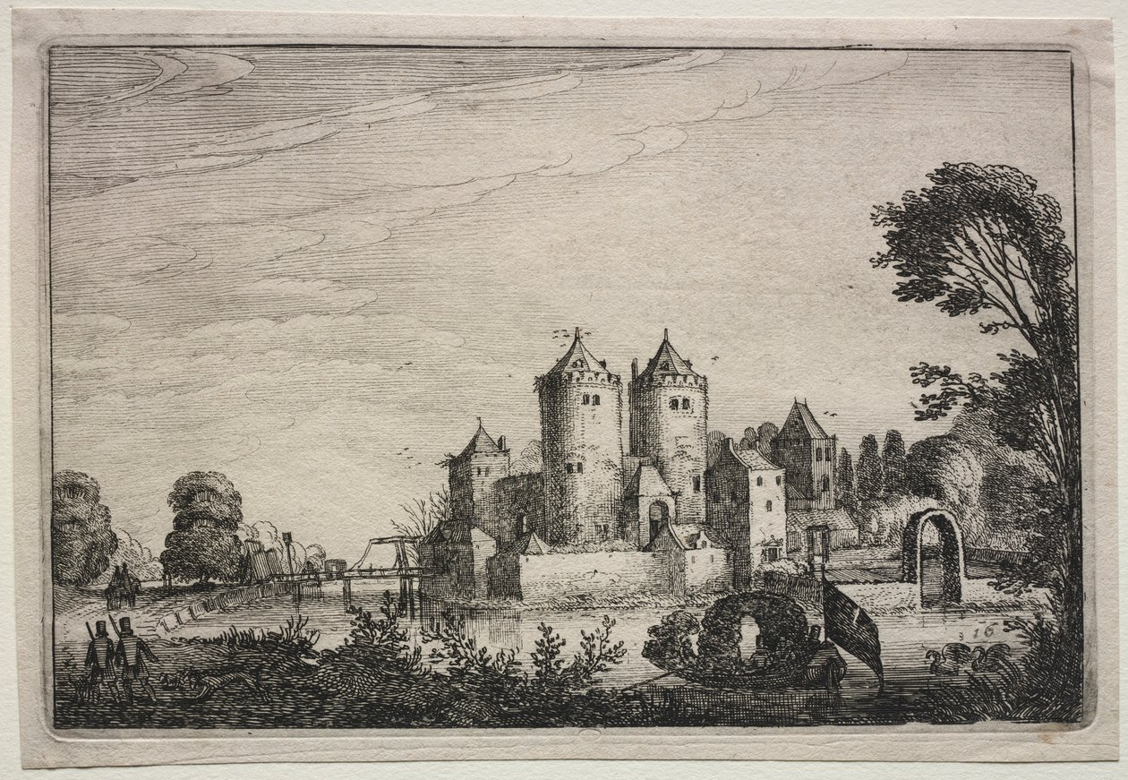 दो टावरों के साथ महल, 1616। द्वारा जान वान दे वेलडे