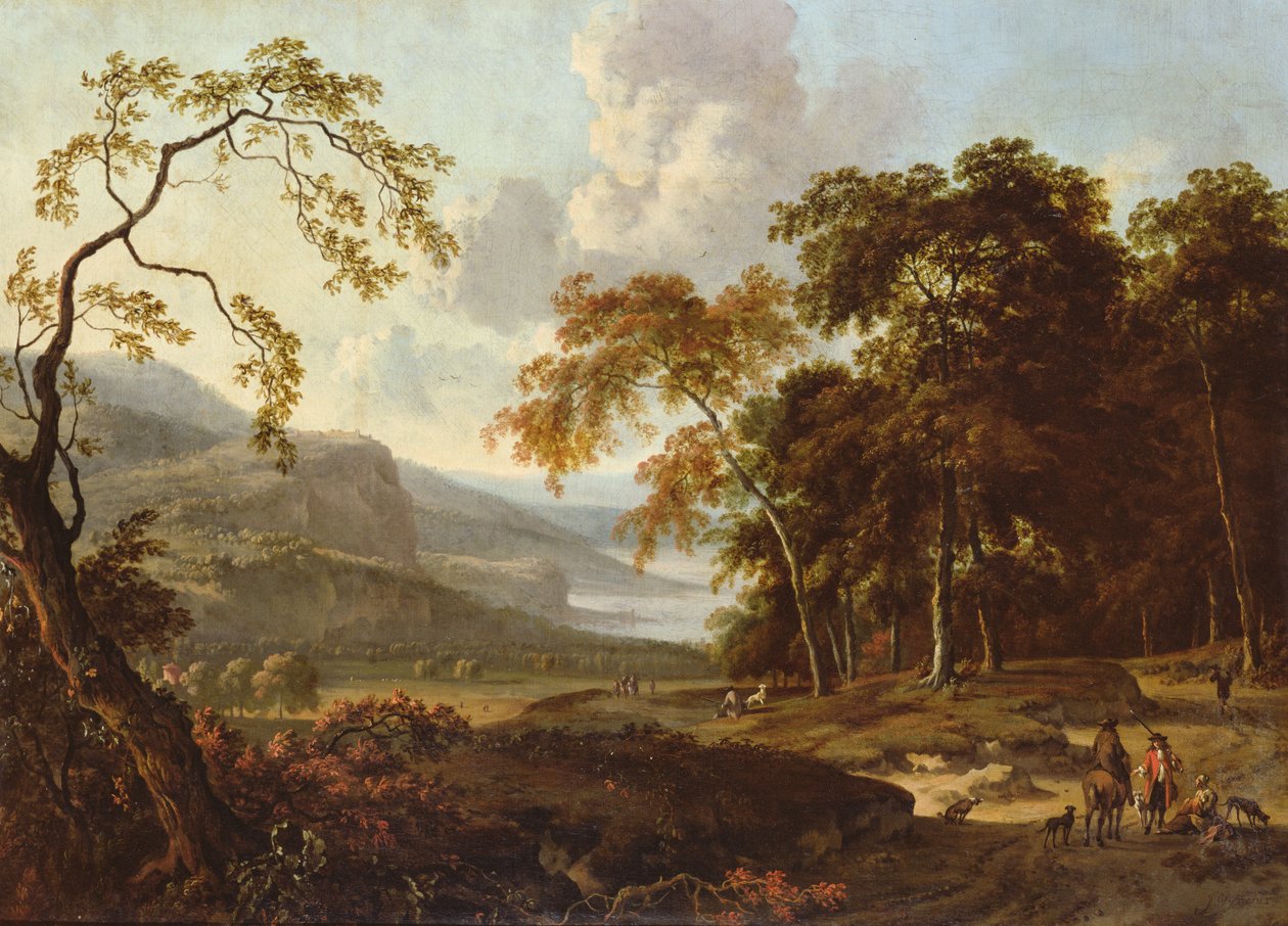 एक शिकार पार्टी एक शास्त्रीय लैंडस्केप में, c.1672-77 द्वारा जान वियनंट्स
