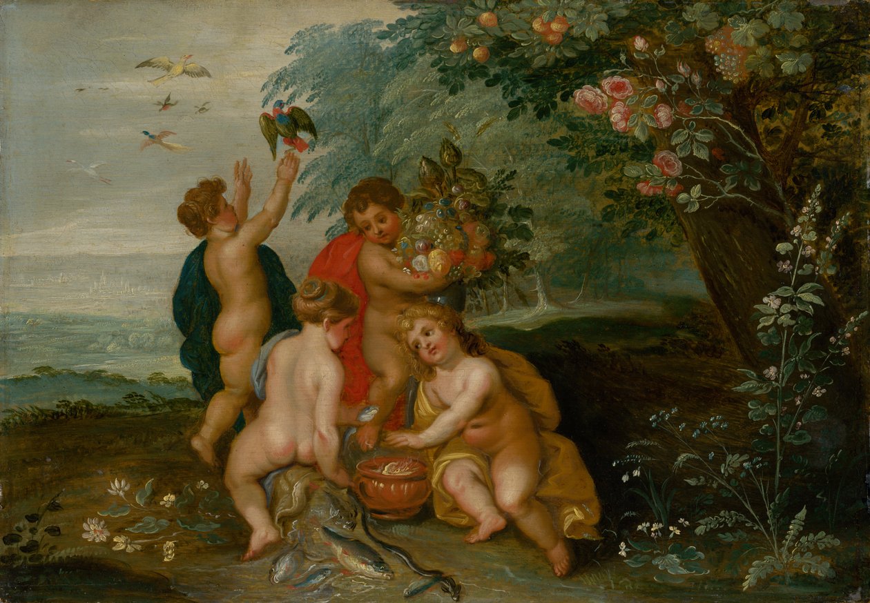 चार तत्वों का रूपक, c.1610 (लकड़ी पर तेल) द्वारा जन एल्डर ब्रूघेल