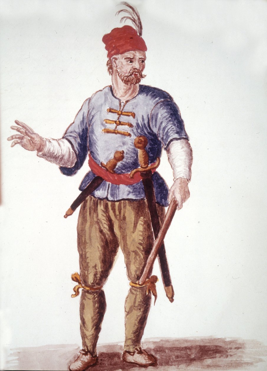 18 वीं शताब्दी में एक गैलरी। जन वैन ग्रेवेनब्रोक (या जियोवानी ग्रीवेम्ब्रोच (ग्रीवेनब्रोच) (1731-1807) द्वारा पांडुलिपि "कस्टम्स ऑफ द वेनिशियन" से वॉटरकलर ड्राइंग और स्याही द्वारा जन वैन ग्रीवेनोबेक