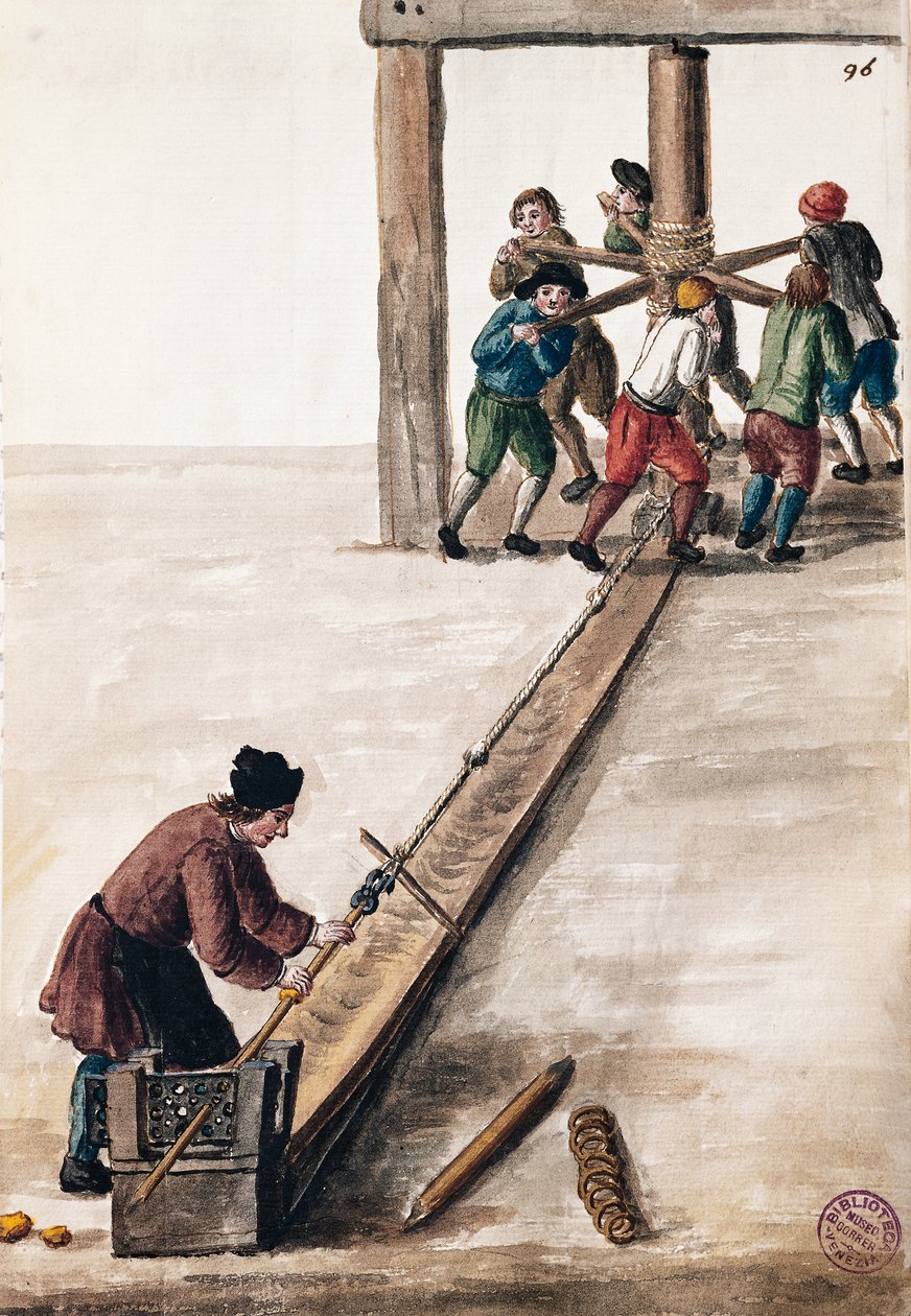 जेन ग्रेवेनब्रोएक (1731-1807), वॉटरकलर, इटली द्वारा इलस्ट्रेटेड बुक ऑफ़ विनीशियन कॉस्ट्यूम्स से टकसाल चित्रण के लिए प्रसंस्करण छड़ें द्वारा जन वैन ग्रीवेनोबेक