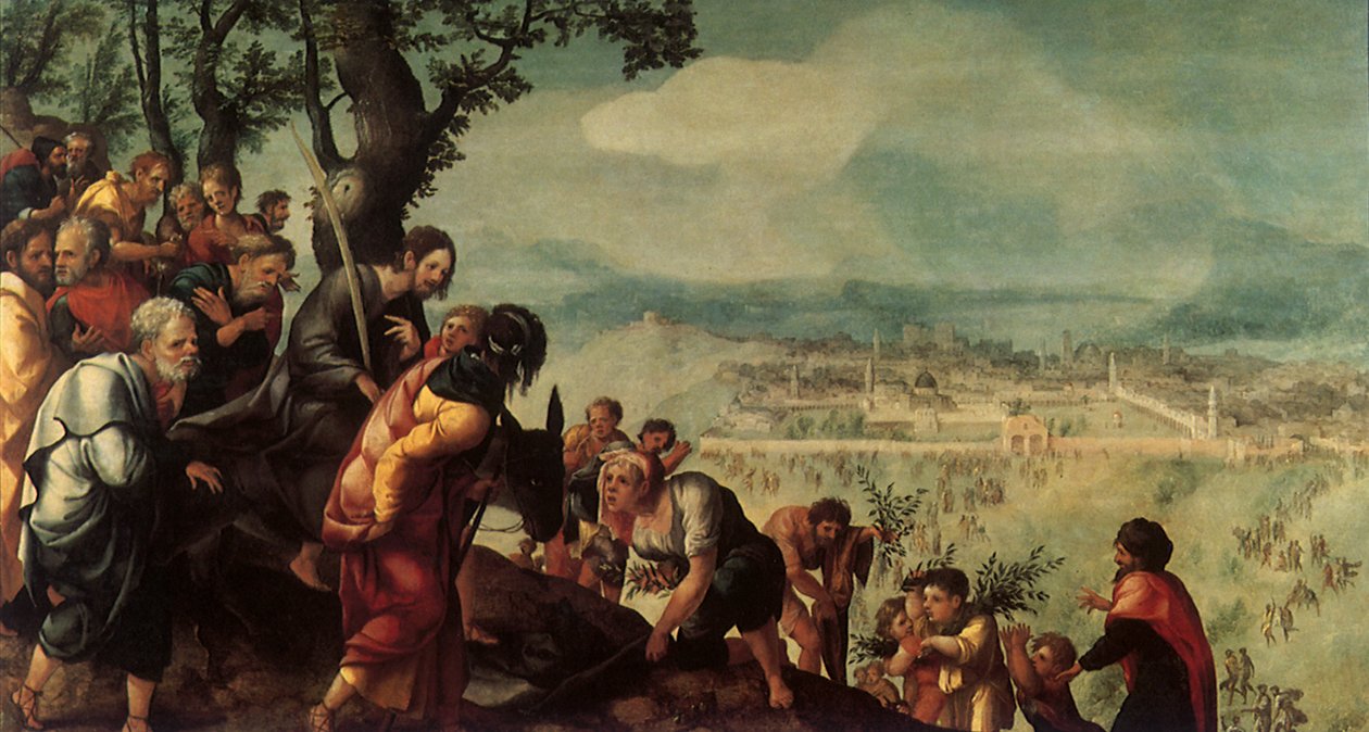 यरूशलेम में मसीह का प्रवेश, एक त्रिपिटक से केंद्रीय पैनल, c.1526 द्वारा जन वैन स्कोरर