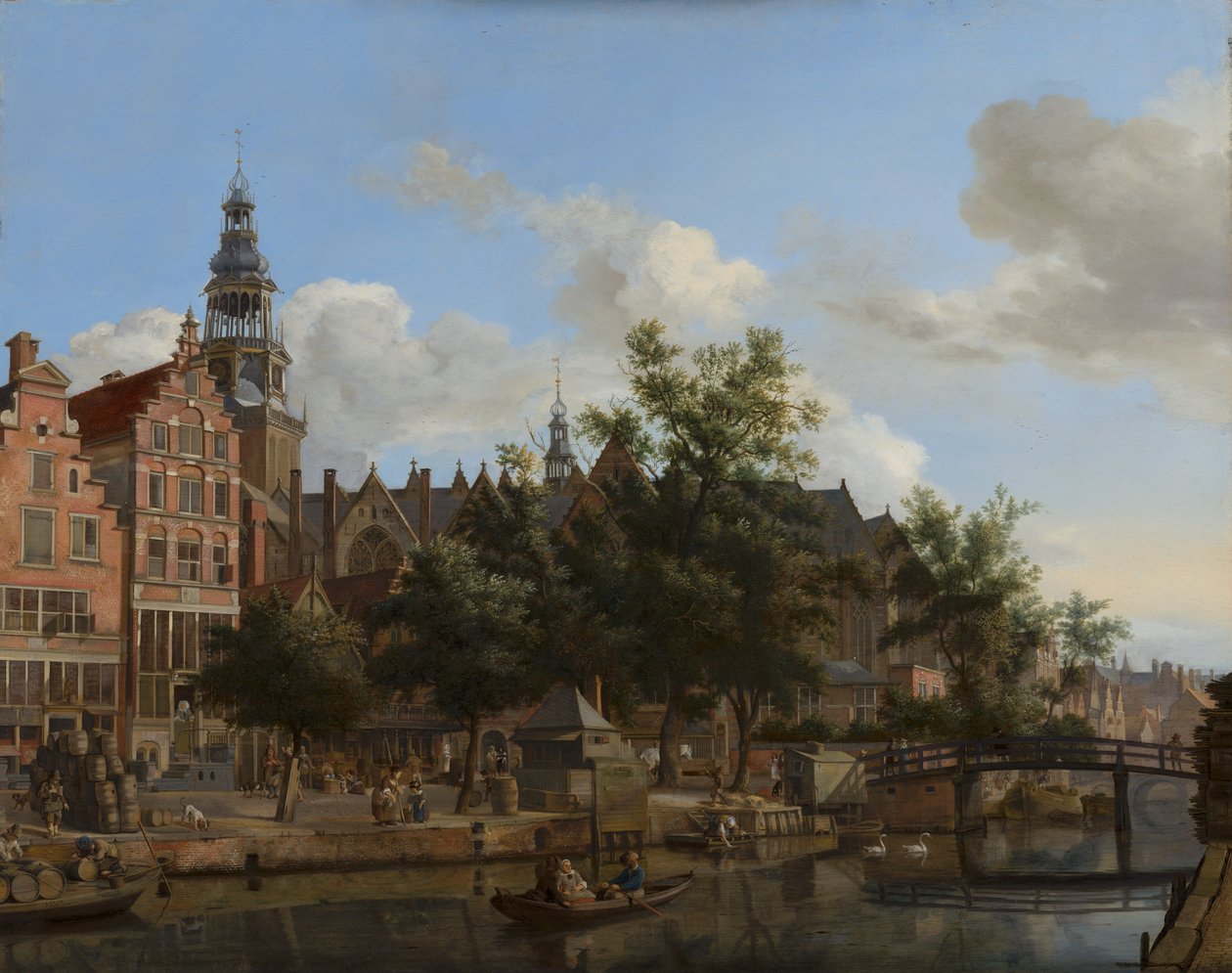 एम्स्टर्डम में Oude Kerk के साथ Oudezijds Voorburgwal का दृश्य, सी। 1670 (पैनल पर तेल) द्वारा जान वैन डेर हेडन
