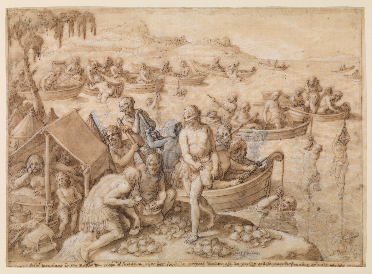 मोती डाइविंग, c.1596 द्वारा जन वैन डर स्ट्रेट