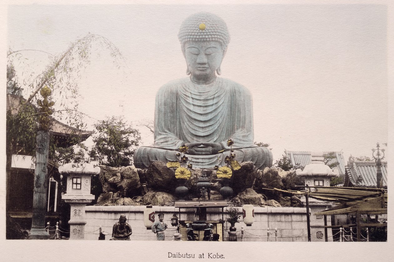 कोबे में डेब्यूटु, c.1880 (कार्ड पर हाथ से रंगीन एल्बम प्रिंट) द्वारा जापानी फोटोग्राफर