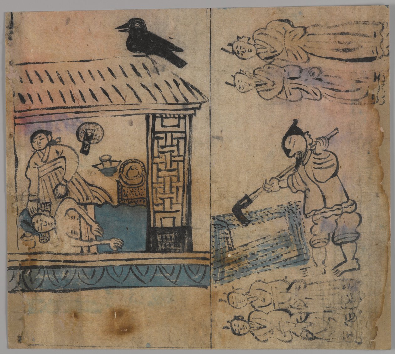 शैली दृश्य, चार में से एक (कागज पर स्याही और रंग) (861303-5 भी देखें) द्वारा जापानी स्कूल