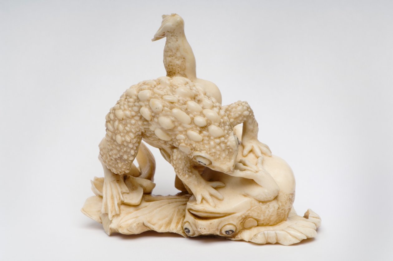 कमल के पत्ते पर दो तोले का ओकिमो, c.1550-1600 द्वारा जापानी स्कूल