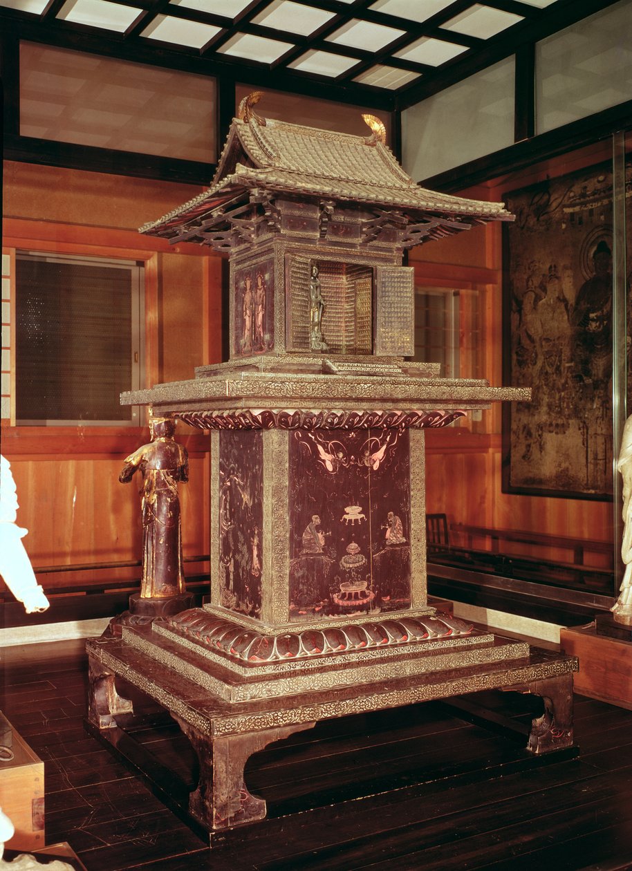 हरमू जी मंदिर से तमामुशी तीर्थस्थल, जो पिछले अवतार में बुद्ध की कहानी को दर्शाते हैं, c.650 द्वारा जापानी स्कूल