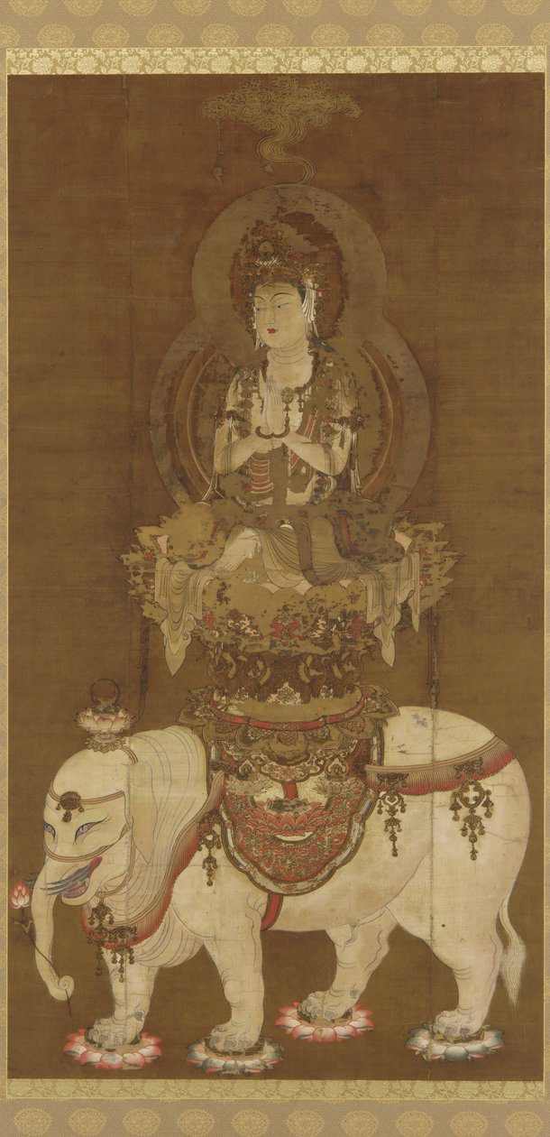बोधिसत्व - फुगेन (फुगेन बोत्सु) हीयन काल (रेशम पर स्याही, सोना और चांदी) द्वारा जापानी स्कूल