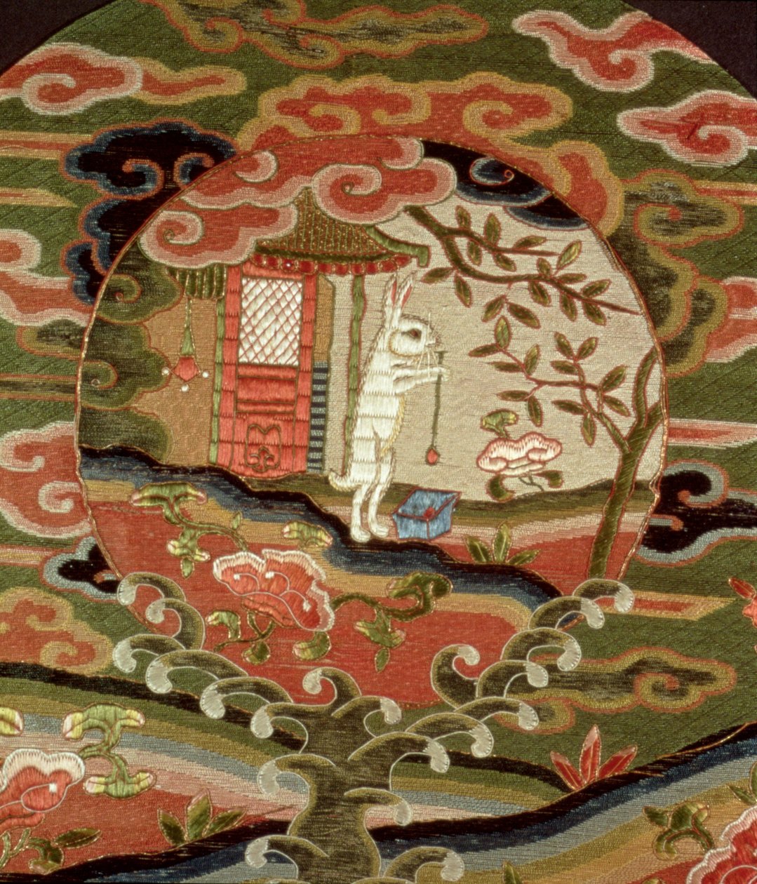 कछुआ और खरगोश, ईदो अवधि (1600-1868) (रेशम कढ़ाई) (विस्तार) द्वारा जापानी स्कूल