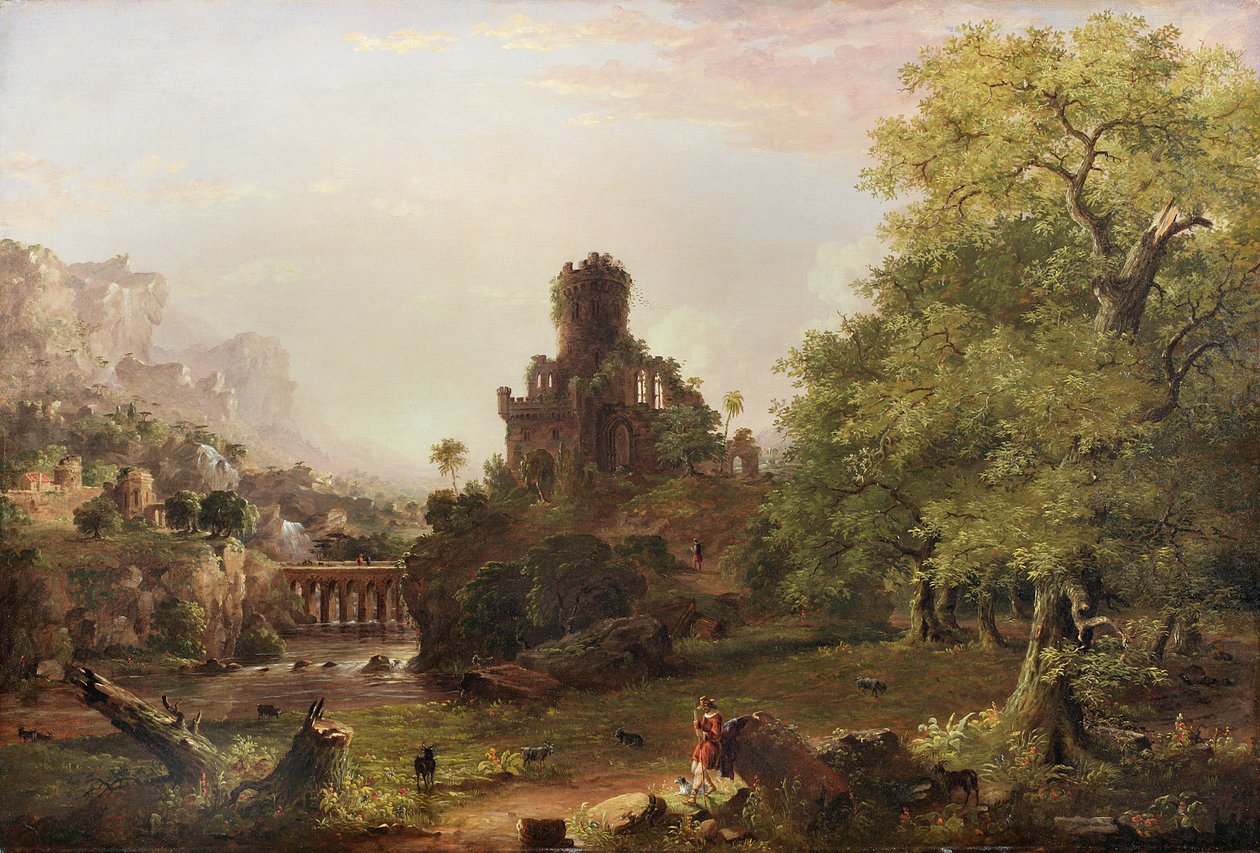 खंडहर के साथ लैंडस्केप, 1854 द्वारा जैस्पर फ्रांसिस क्रॉसे