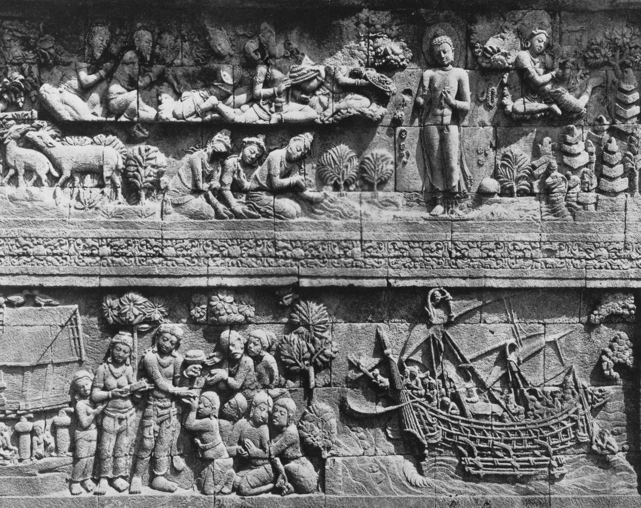 बोधिसत्व स्नान (पत्थर) की बोरोबुदुर मंदिर राहत द्वारा जावानीस स्कूल