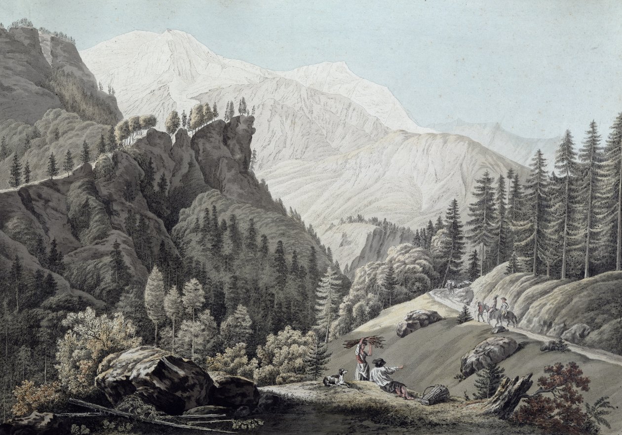 शैमॉनिक्स घाटी का दृश्य, 1789 द्वारा जीन एंटोनी लिनक