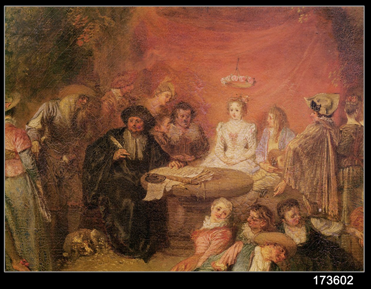द ब्राइड एंड ग्रूम्स टेबल, द मैरिज कॉन्ट्रैक्ट से विस्तार, c.1712-13 (38782 का विवरण) द्वारा जीन एंटोनी वट्टू