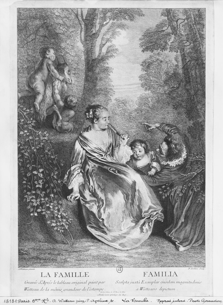 पियरे एवेलीन द्वारा उत्कीर्ण परिवार (c.1656-1722) द्वारा जीन एंटोनी वट्टू