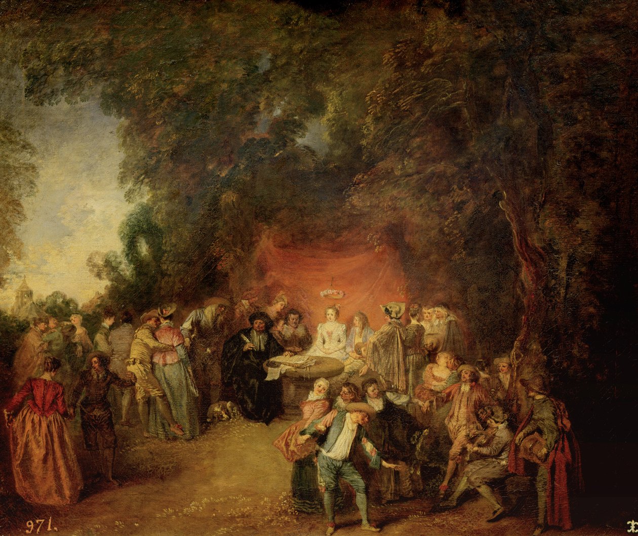 द मैरिज कॉन्ट्रैक्ट, c.1712-13 द्वारा जीन एंटोनी वट्टू