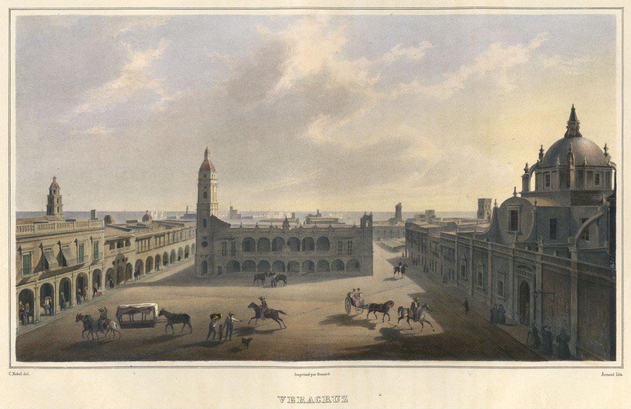 वेराक्रूज, मैक्सिको के मुख्य प्लाजा का दृश्य, 1829-1834 द्वारा जीन बैप्टिस्ट अर्नआउट