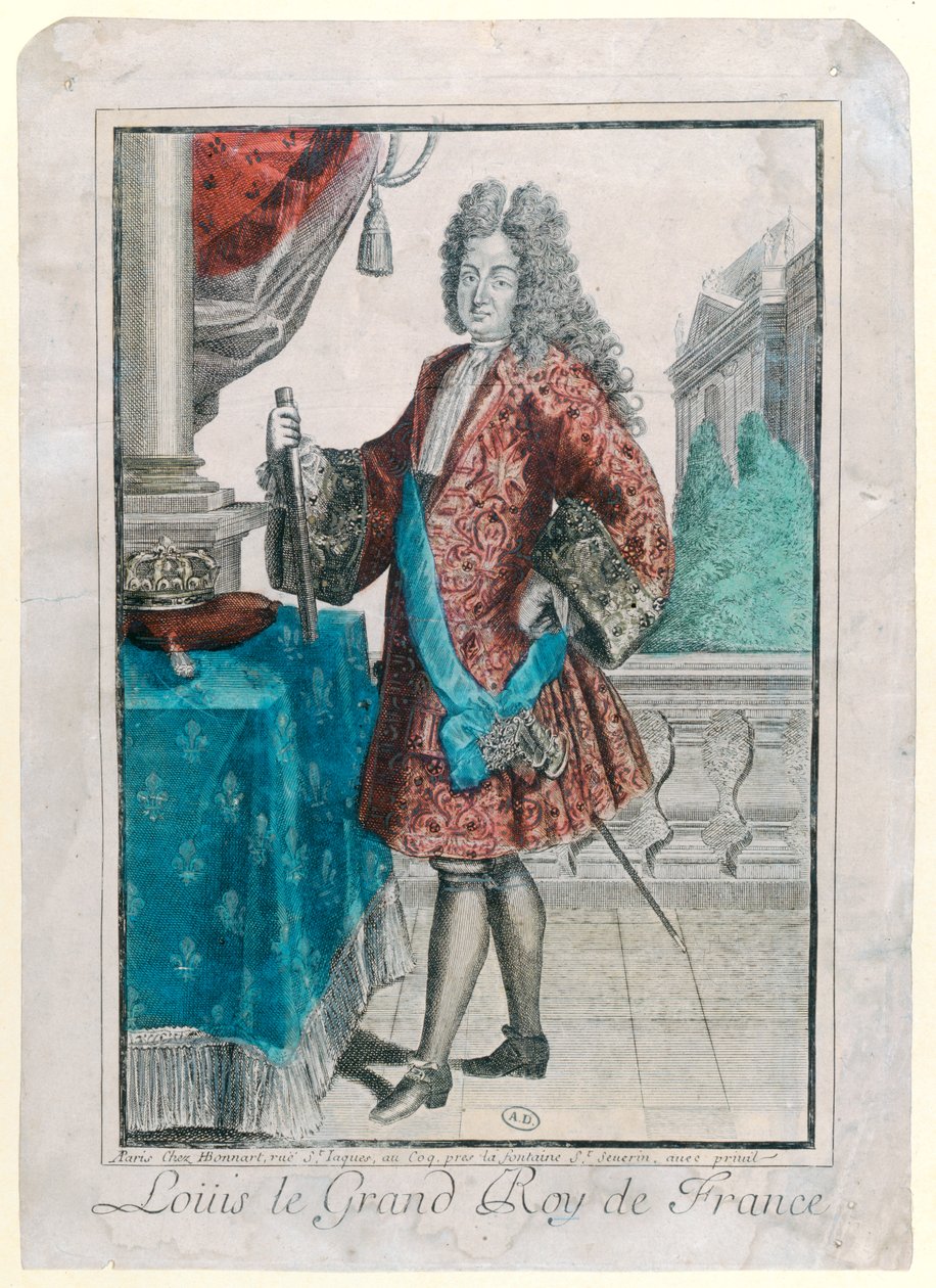 लुई XIV (1638-1715) फ्रांस के राजा, 1695 (हाथ से बने उत्कीर्णन) द्वारा जीन बैप्टिस्ट बोनटार्ट