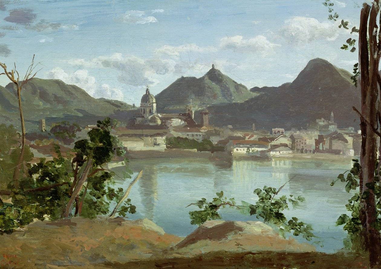 द टाउन एंड लेक कोमो, 1834 द्वारा जीन बैप्टिस्ट केमिली कोरोट