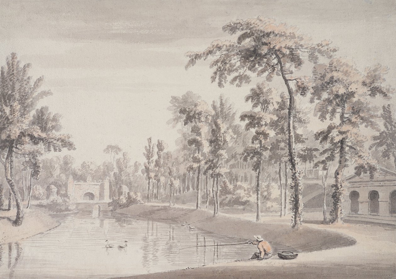 Grotto और मंदिर का मंदिर, स्टोव, 1752 (कागज पर ग्रेफाइट से धो के साथ पेन इंक) द्वारा जीन बैप्टिस्ट क्लाउड चेटलेन
