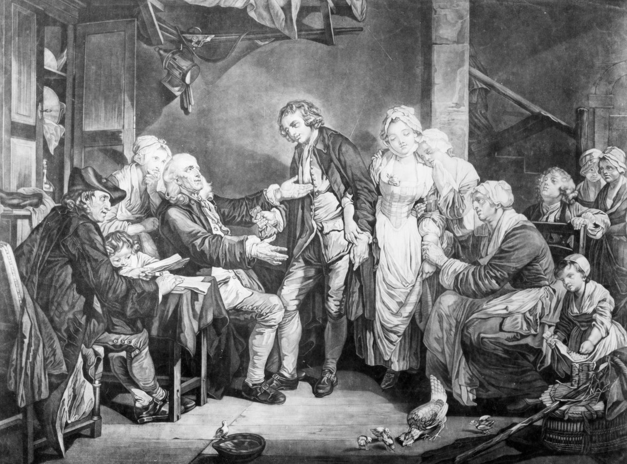 न्युपियल ब्लेसिंग, सैमुअल डे वाइल्ड द्वारा उत्कीर्ण, 1777 द्वारा जीन बैप्टिस्ट ग्रीज़े