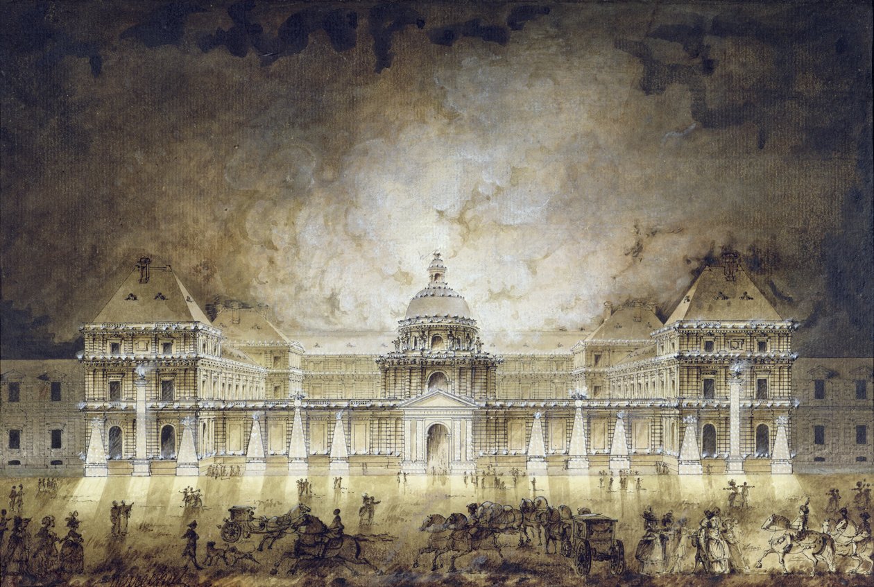लक्समबर्ग पैलेस 1780 में Fete du Roi के लिए प्रकाशित किया गया था (कलम पर स्याही और कागज पर बिस्ट्रे) द्वारा जीन बैप्टिस्ट मारेचल