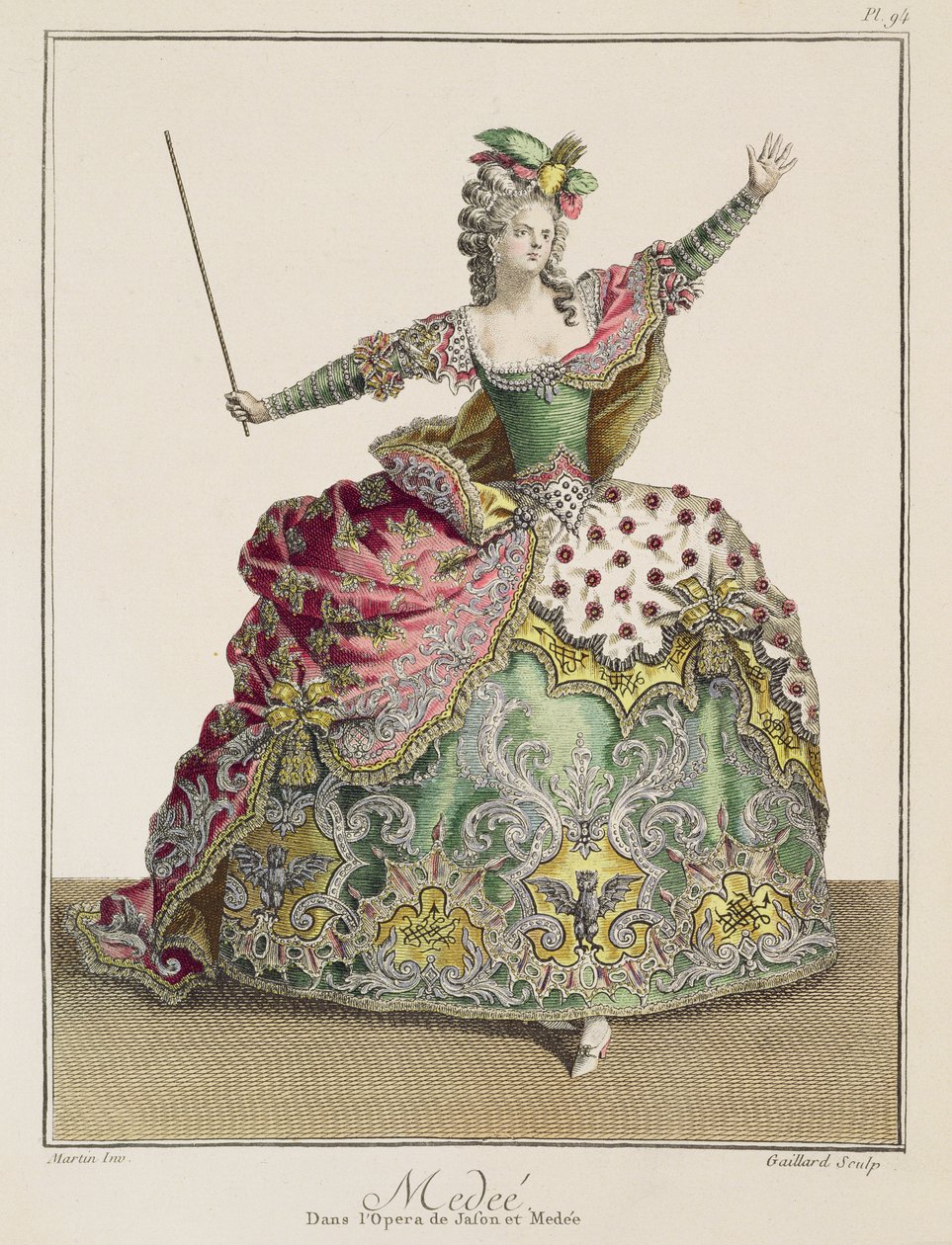 मेने के लिए कॉस्ट्यूम &39;जेसन एंड मेडिया&39; में, रेने गिलार्ड (c.17190-90) द्वारा उत्कीर्ण द्वारा जीन बैप्टिस्ट मार्टिन