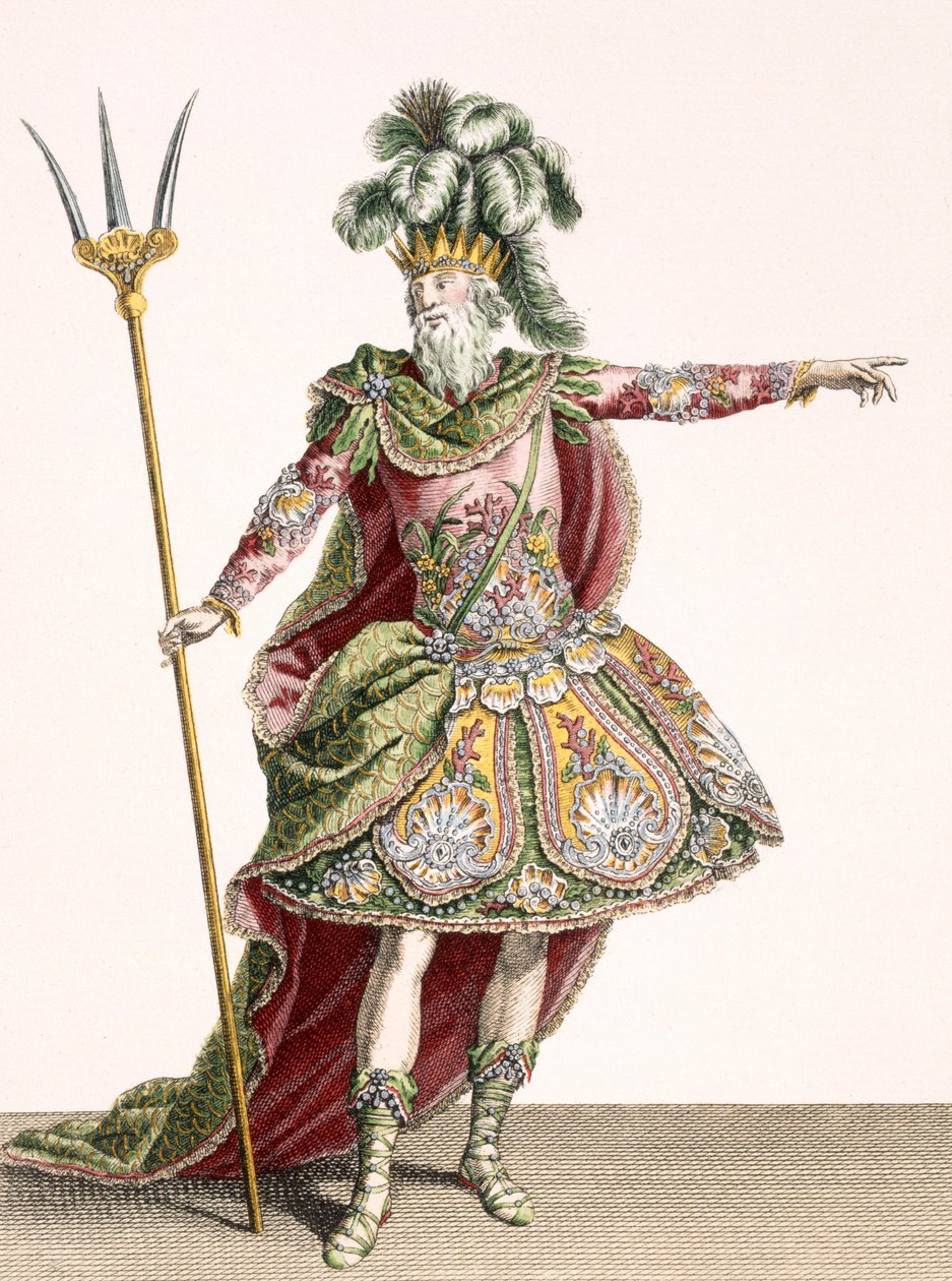 कई ओपेरा में नेपच्यून के लिए पोशाक, रेने गिलार्ड (c.1719-90) c.1780 द्वारा उत्कीर्ण द्वारा जीन बैप्टिस्ट मार्टिन